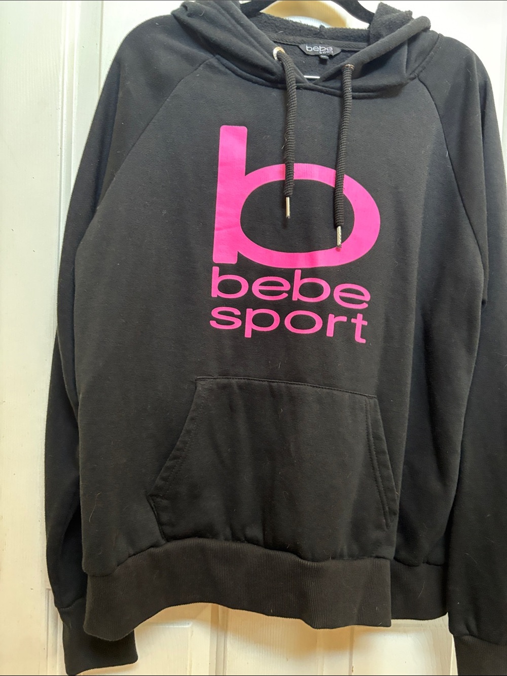 bebe Black Hoodie with Hot Pink Logo